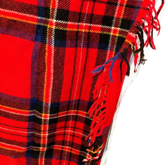 Vintage Wool classic red Scottish tartan plaid throw blanket - Picture 3 of 4